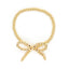 Simple Classic Bow Knot Imitation Pearl 18k Gold Beaded Bracelet for Women