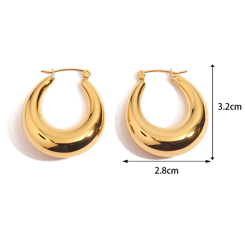 1 Pair Geometric Hollow 18K Gold Plated Stainless Steel Earrings