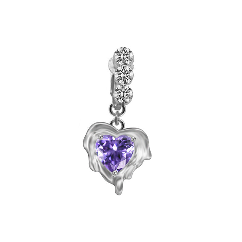 Casual Heart-Shaped Opal and Rhinestone Belly Ring Set in Stainless Steel and White Gold Plating