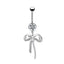 Elegant Bow Knot Belly Ring - 316 Stainless Steel with Rhinestones and Gold Plating