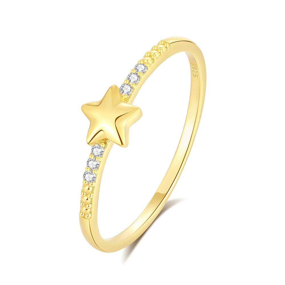 Sterling Silver Zircon Star Stacking Ring for Women