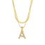 Fashion 18K Gold Plated Double-Layer Chain Zircon Letter Stainless Steel Necklace