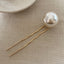 Women's Elegant Solid Color Pearl Hairpin with Metal Inlay