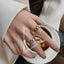 European American Glossy Cuban Ring Silver Plated Copper Jewelry with S925 Silver Hollow Band Fashion Statement Ring