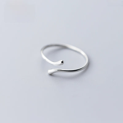 Simple Style Solid Color Sterling Silver Adjustable Open Ring