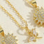 Elegant Sunflower Zircon Key Pendant Necklace 14k Gold Plated for Women