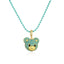 Cute Little Bear Zircon Pendant Necklace with Colorful Beaded Chain