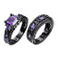 Retro Square Alloy Inlaid Purple Zircon Ring Set