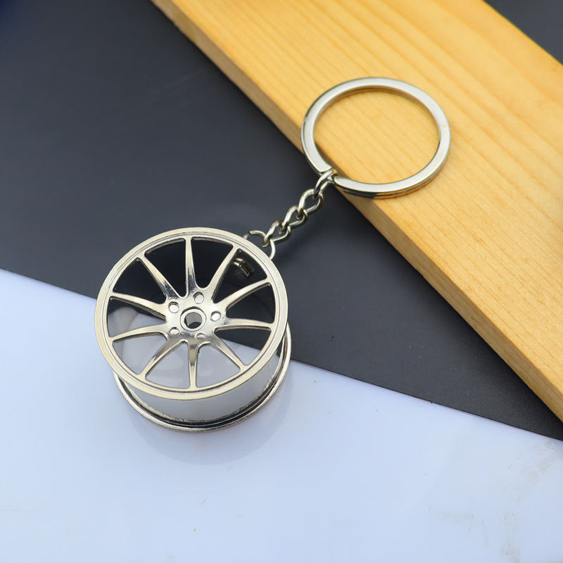 Simple Style Car Wheel Metal Keychain with Automotive Tool Charms