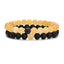 Unisex Natural Stone Lava Tiger Eye White Agate Beaded Bracelet Set