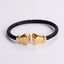 18K Gold Plated Stainless Steel Geometric Pearl Bangle & Men's Open Fist Boxing Gloves Cable Bracelet