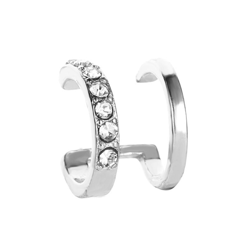 Elegant Double C U-Shaped Diamond Ear Cuff Clip