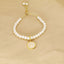 18K Gold Plated Adjustable Letter Pendant Imitation Pearl Bracelet