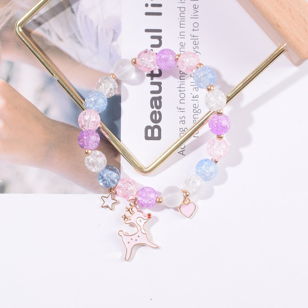 Cute Animal & Daisy Beaded Glass Bracelet for Women