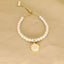 18K Gold Plated Adjustable Letter Pendant Imitation Pearl Bracelet