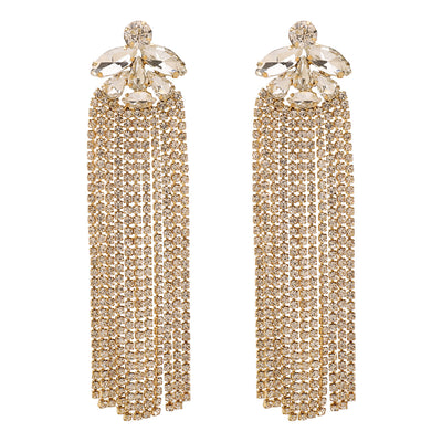 Glamorous Bridal Tassel Rhinestone Drop Earrings