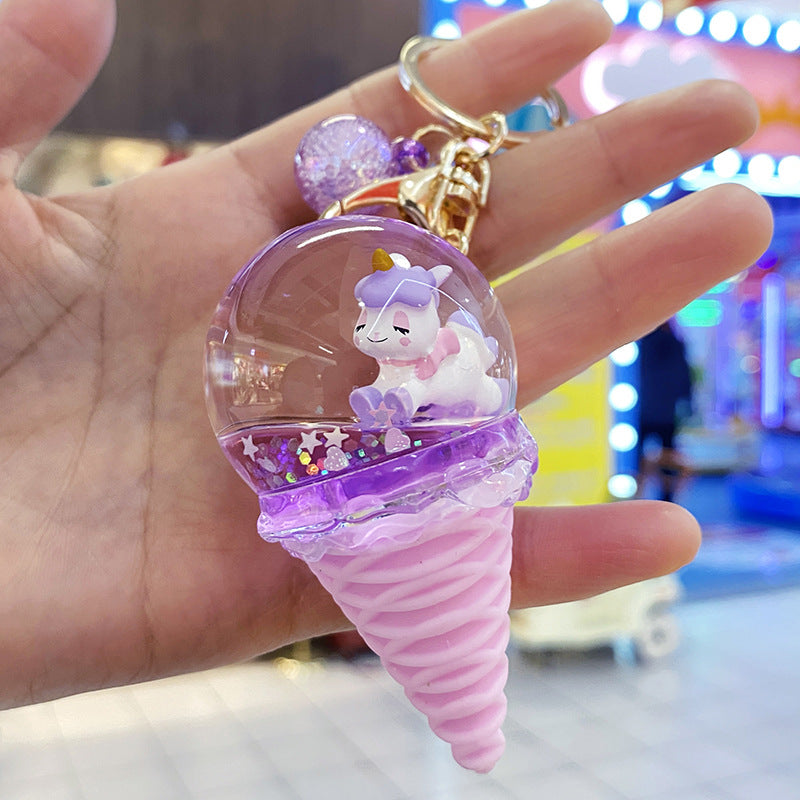 Children's Ice Cream Crystal Ball Quicksand Keychain Accessory