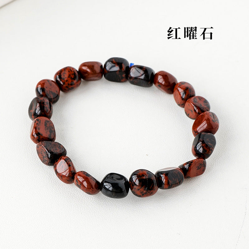 Simple Round Natural Stone Crystal Beaded Bracelet for Women