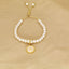 18K Gold Plated Adjustable Letter Pendant Imitation Pearl Bracelet