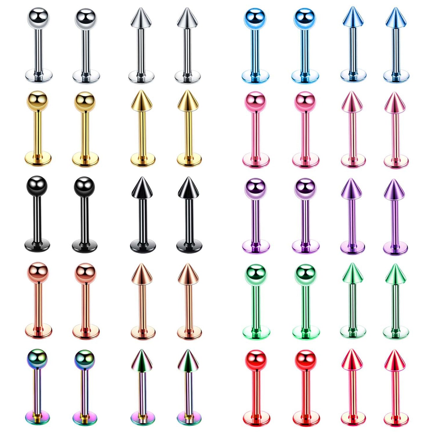 Geometric Stainless Steel Multi-Color Lip Stud Earrings