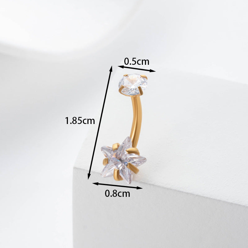 Fashion Star 316L Stainless Steel Zircon Gemstone Navel Ring