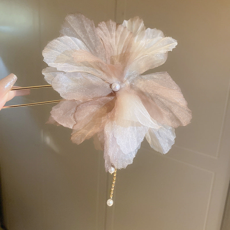 Chinoiserie Flower & Phoenix Lotus Tassel Hairpin for Hanfu