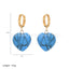 Elegant Heart Shape Stainless Steel 18K Gold Plated Natural Stone Jewelry Set - Necklace and Earrings