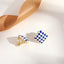 Elegant Heart & Bow Opal Pearl Rhinestone Ear Clips - 1 Pair