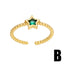 Fashion Star Rectangle Emerald Zircon Open Ring