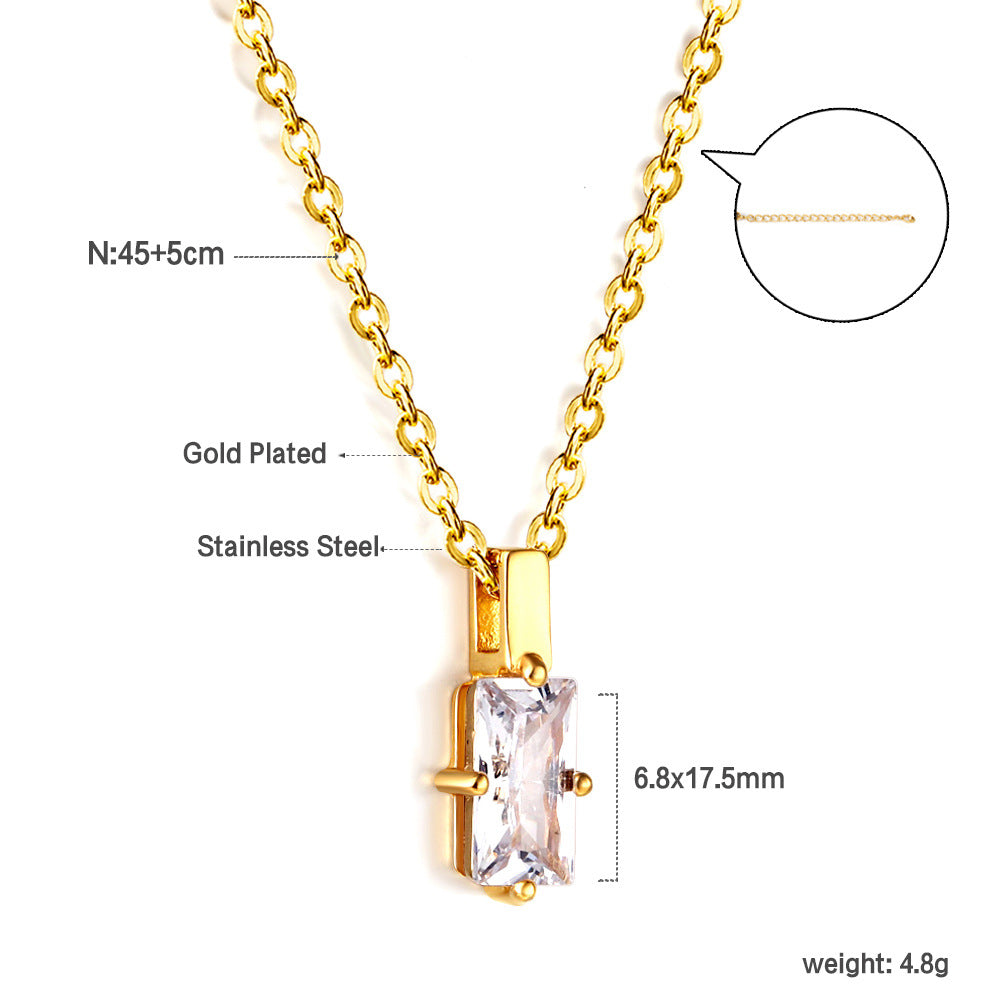 Geometric Gold Plated Stainless Steel Pendant Necklace