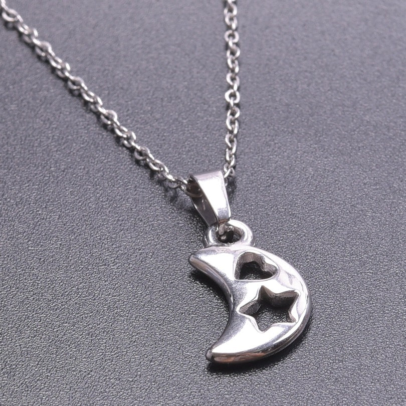 Simple Classic Moon Stainless Steel Women's Pendant Necklace