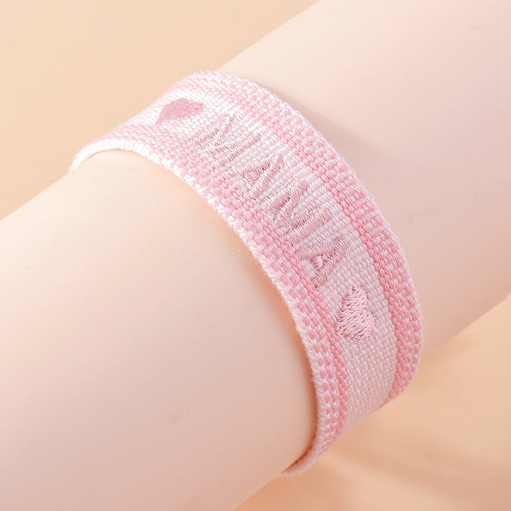 1 Piece Fashion MAMA Letter Stripe Heart Shape Polyester Mother'S Day Unisex Bracelets
