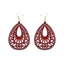 Retro Hollow Out Wood Water Drop Earrings for Women