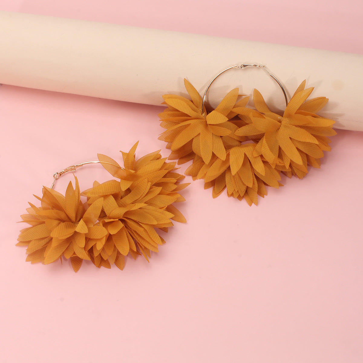 Simple Style Flower Alloy Chiffon Handmade Women'S Earrings