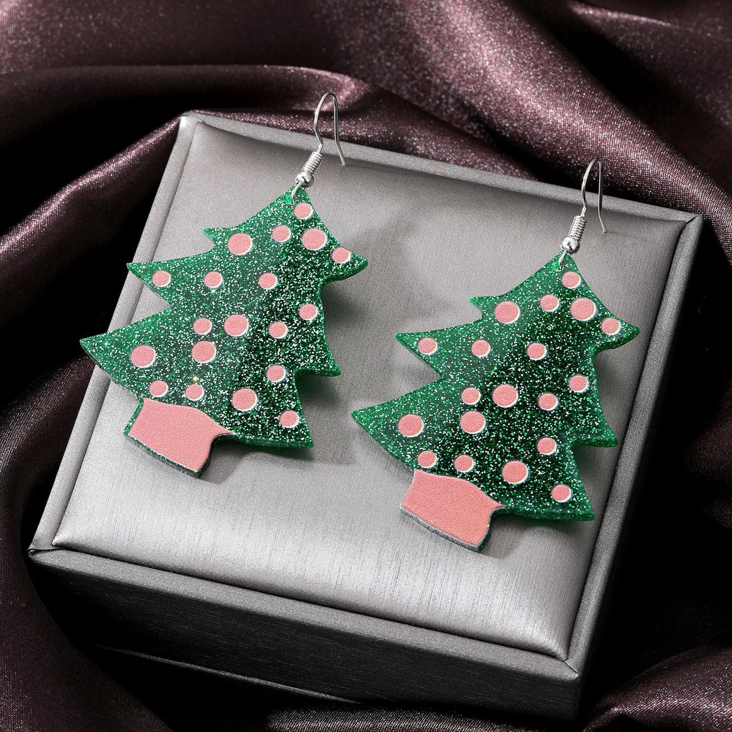 1 Pair Acrylic Christmas Tree Santa Claus Snowman Drop Earrings for Women