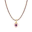 18K Gold Plated Geometric Heart Zircon Pendant Necklace with Colorful Tennis Chain