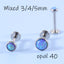 18K Gold Plated Opal Lip and Ear Stud Set - Stainless Steel