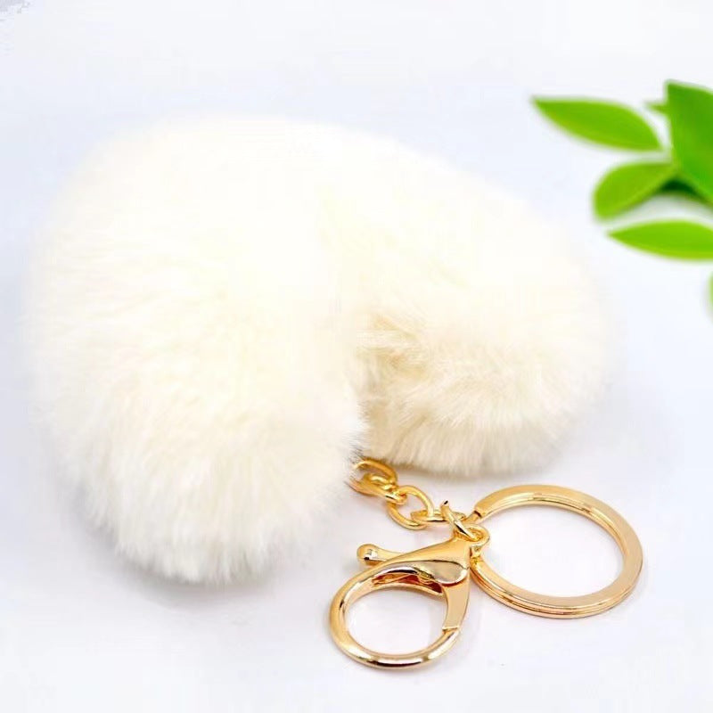 Cute Heart Shaped Alloy Plush Women's Keychain and Car Pendant Gift