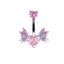 Streetwear Heart Shape Zircon Wing Key Belly Ring