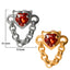 Heart Shape Stainless Steel Rhinestone Stud Earrings with Chain