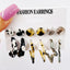 Creative Butterfly & Pearl Earrings Set - 15 Pairs Vintage Acrylic & Simple Tassel Design