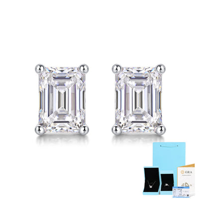 Simple Sterling Silver Moissanite Stud Earrings with 18K Gold Plating