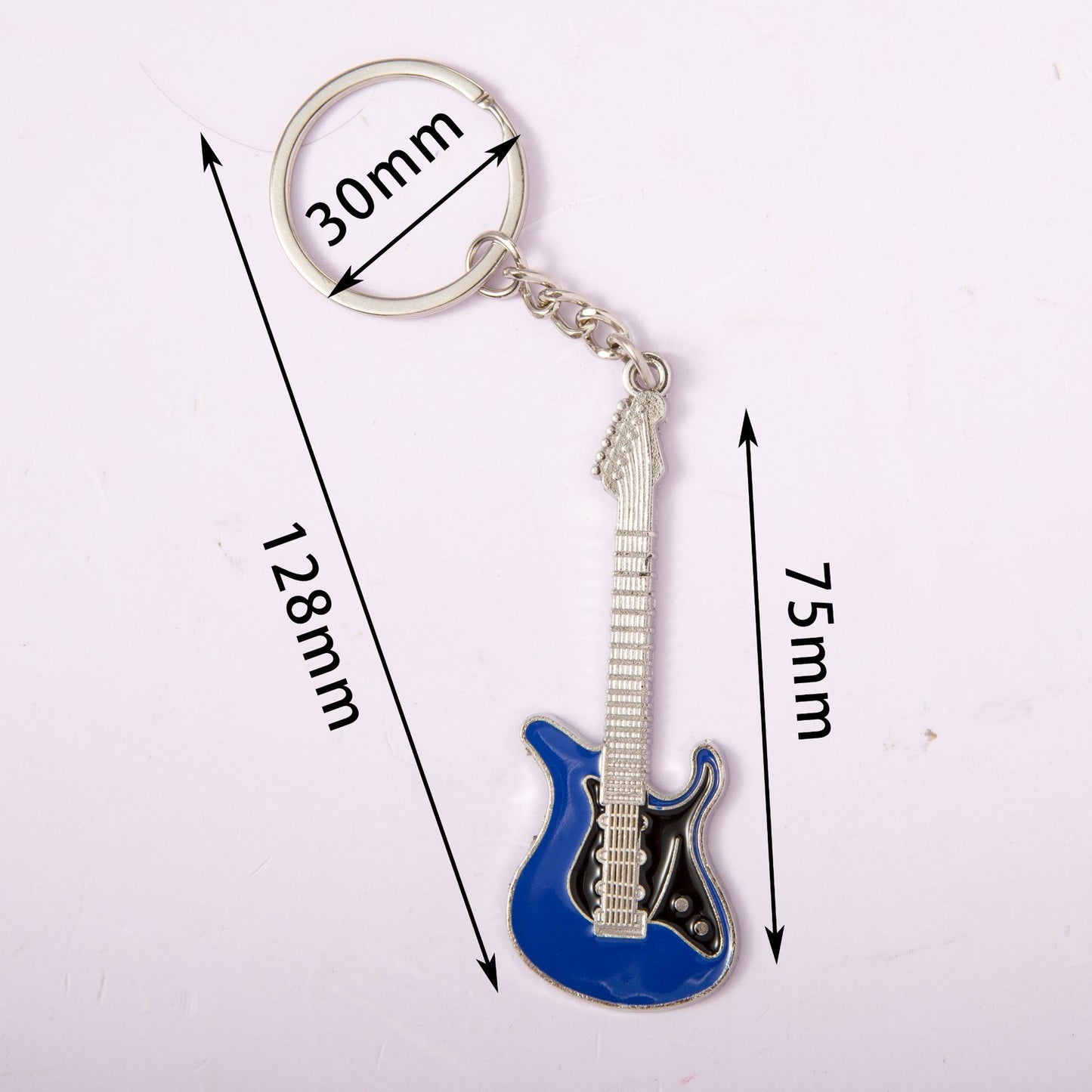 Cute Guitar Zinc Alloy Keychain with Custom Engraving