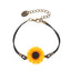 Sunflower and Daisy Leather Rope Bracelet for Women and Friends