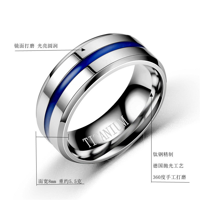 Fashion Geometric Blue Titanium Steel Minimalist Couple Ring