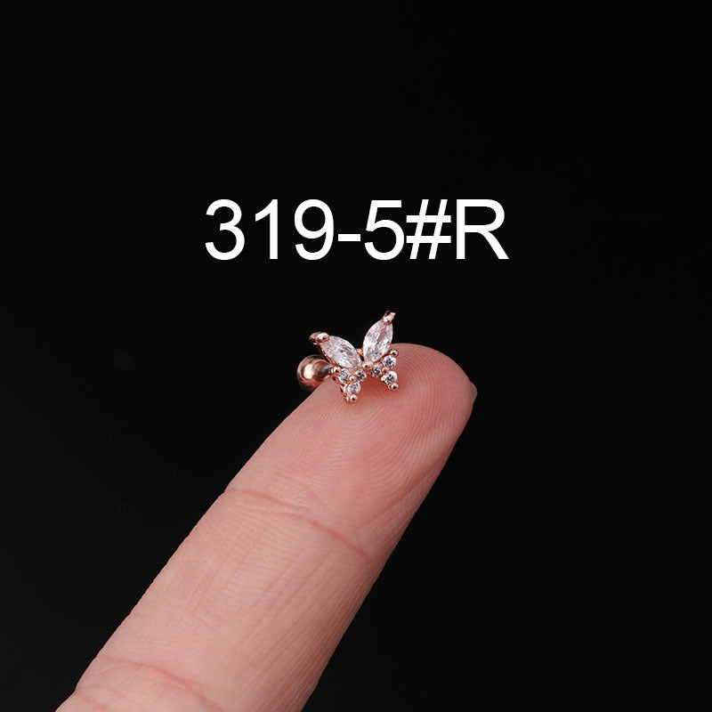 Fashion Zircon Copper and Stainless Steel Ear Studs