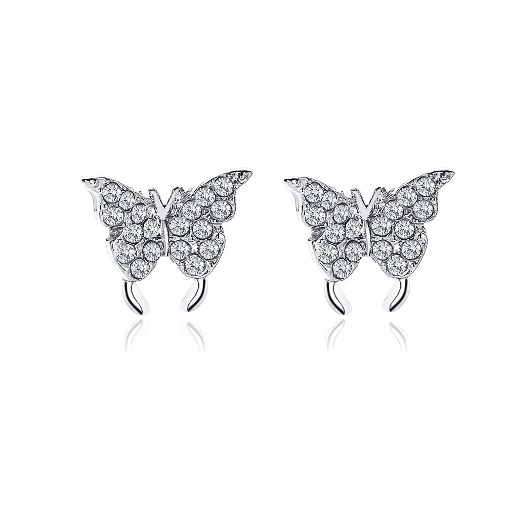 Elegant Rhinestone Butterfly Earrings for Women - Chic and Versatile Ear Clips