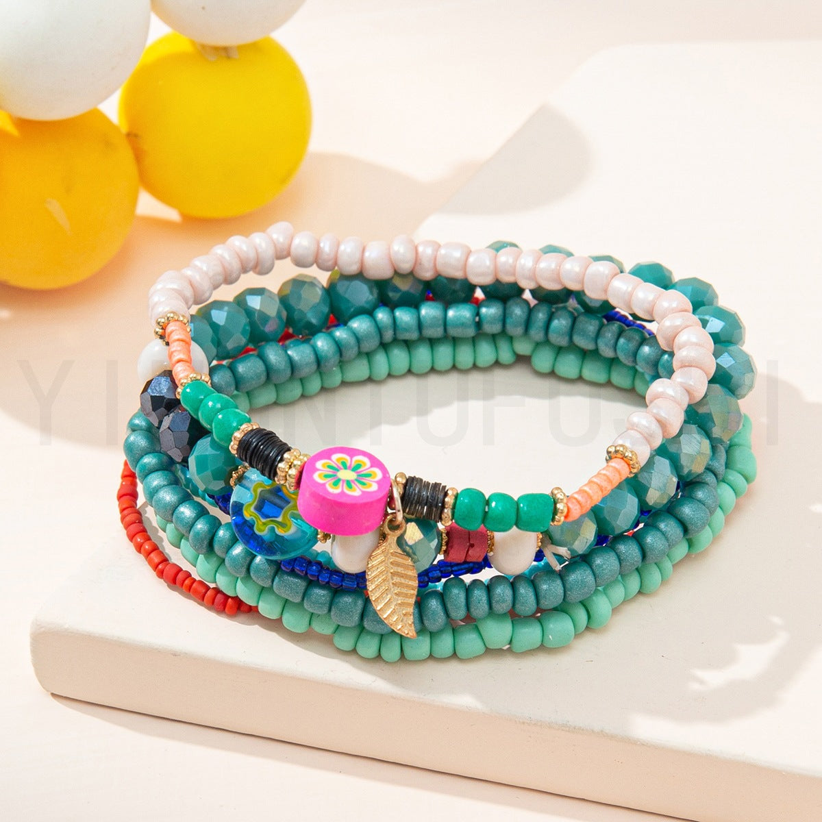 IG Style Bohemian Multicolor Glass Beaded Layered Wrap Bracelet