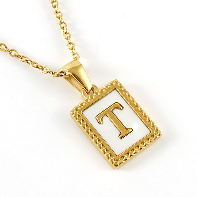 Fashion Titanium Steel Shell Letter Pendant Necklace