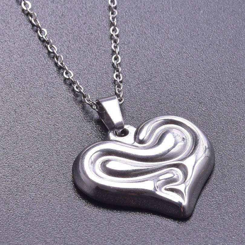 Simple Heart Shape 304 Stainless Steel Women's Pendant Necklace with 18k Gold Plating